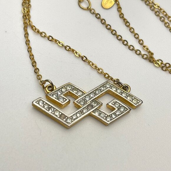 Givenchy Double G Gold-tone Necklace With Crystals. Preowned - Picture 5 of 8